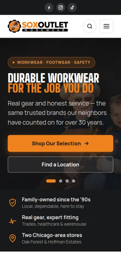 J.M.D. Sox Outlet website, mobile view
